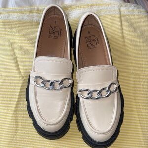 NOBO Cream Loafers with Silver Chain Accent